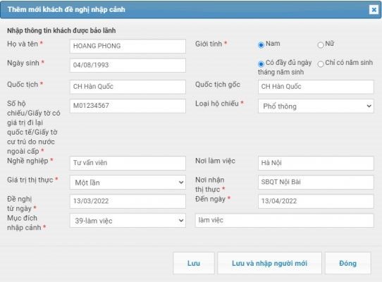 Khai thong tin khach nhap canh tren na2 online