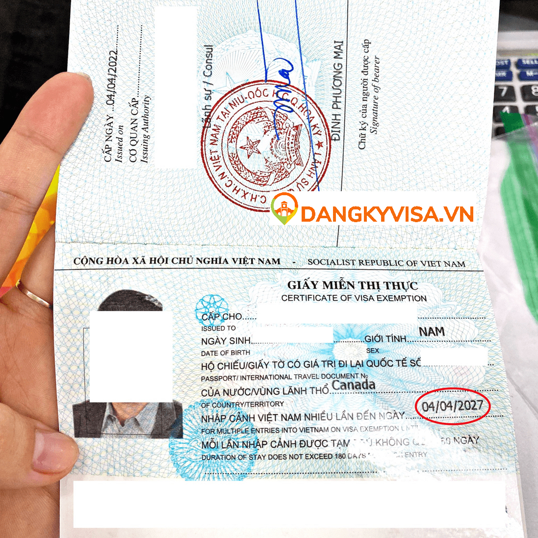 Giấy miễn thị thực 5 năm cấp tại nước ngoài (nguồn: tổng hợp từ nội bộ công ty)