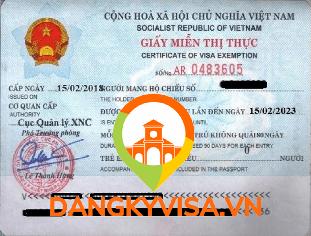 Mẫu giấy miễn thị thực cấp tại Việt Nam (nguồn: tổng hợp từ Internet)